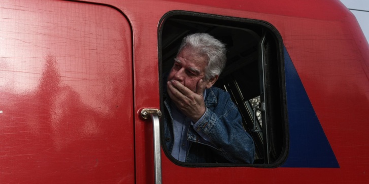 Ο Παναγιώτης Τερεζάκης που ανέλαβε τα ηνία του ΟΣΕ μετά το δυστύχημα των Τεμπών, κατά την ημέρα της επανεκκίνησης των δρομολογίων του Intercity, στις 3 Απριλίου 2023. [Τατιάνα Μπόλαρη/Eurokinissi]
