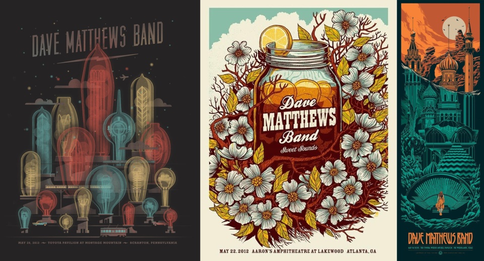 Διαφορετικά πόστερ για τους Dave Mathews Band από το Methane Studio, τους DKNG και τον Ken Taylor. dave.jpg