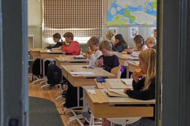 Students at school reading