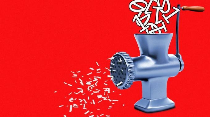 Meat-grinder eats words