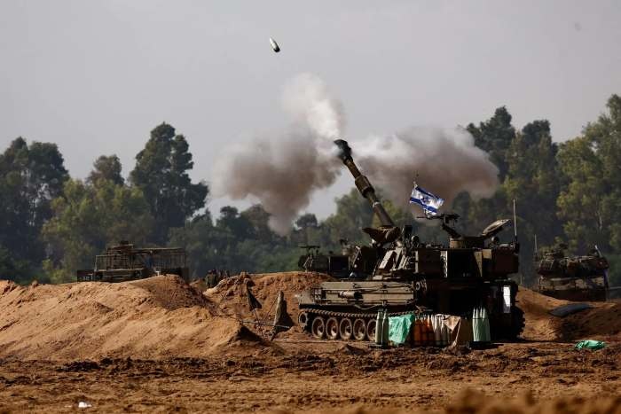 A mobile artillery unit firing from the Israeli side of the Israel-Gaza border on Wednesday.
