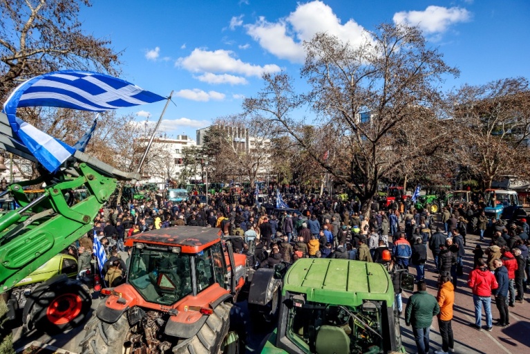 Κινητοποίηση αγροτών στο κέντρο της Λάρισας. Κυριακή 28 Ιανουαρίου 2024 (EUROKINISSI)