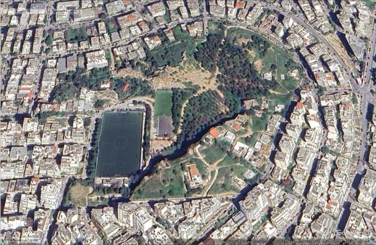 Στιγμιότυπο εικόνας από την εφαρμογή Google Earth Pro από τον Μάρτιο του 2025.(Δορυφορικές εικόνες από την περίοδο του καλοκαιριού 2025 δεν είναι διαθέσιμες ακόμα) 