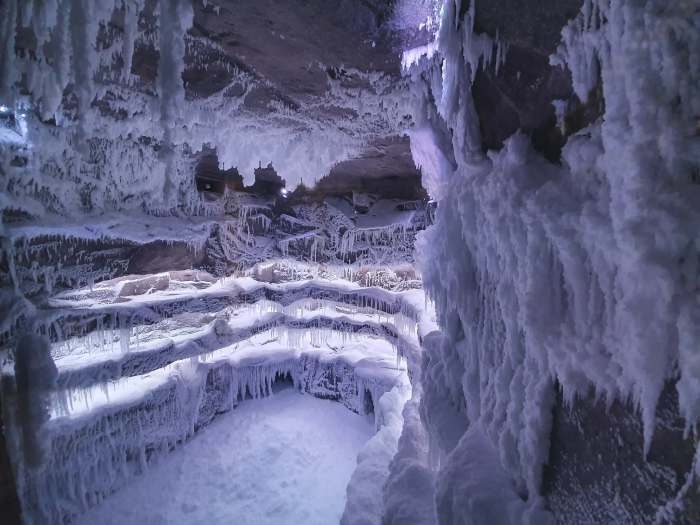 A room created by TechnoAlpin, an Italian company known for creating artificial snow for ski mountains.