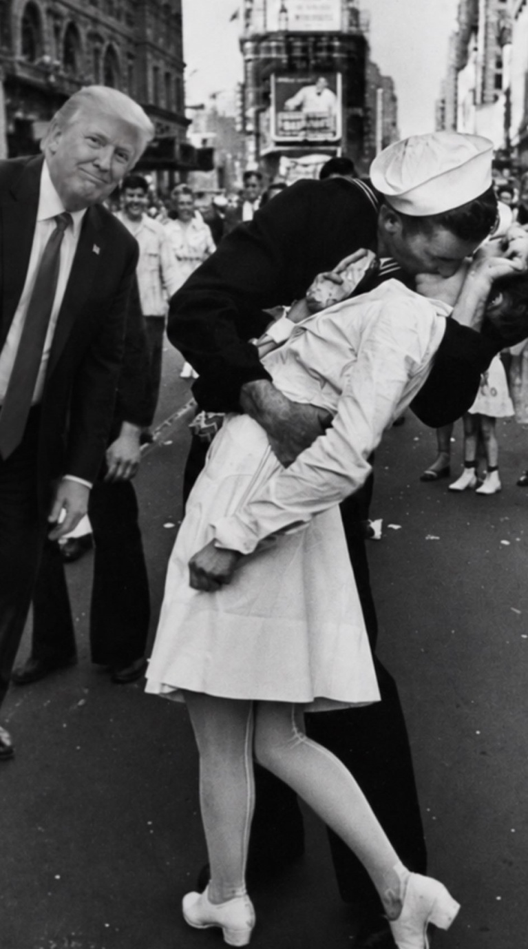 trump photobombing