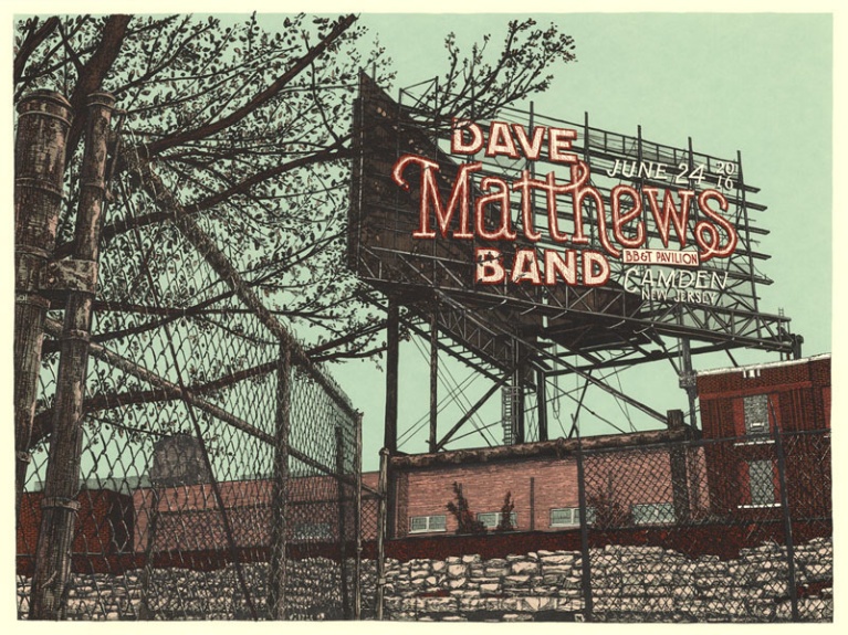 Πόστερ-μεταξοτυπία για τους Dave Matthews Band από τους Landland. landland_davematthewsband_camden.jpg